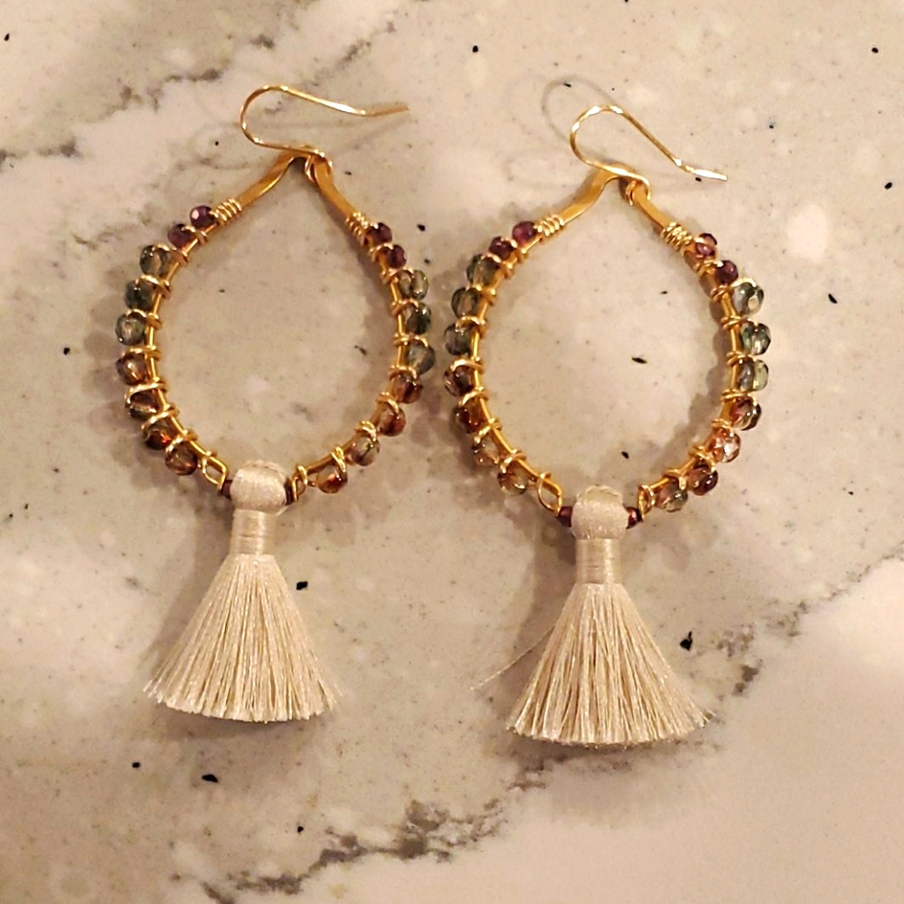 Handmade Raindrop Tassle Earrings